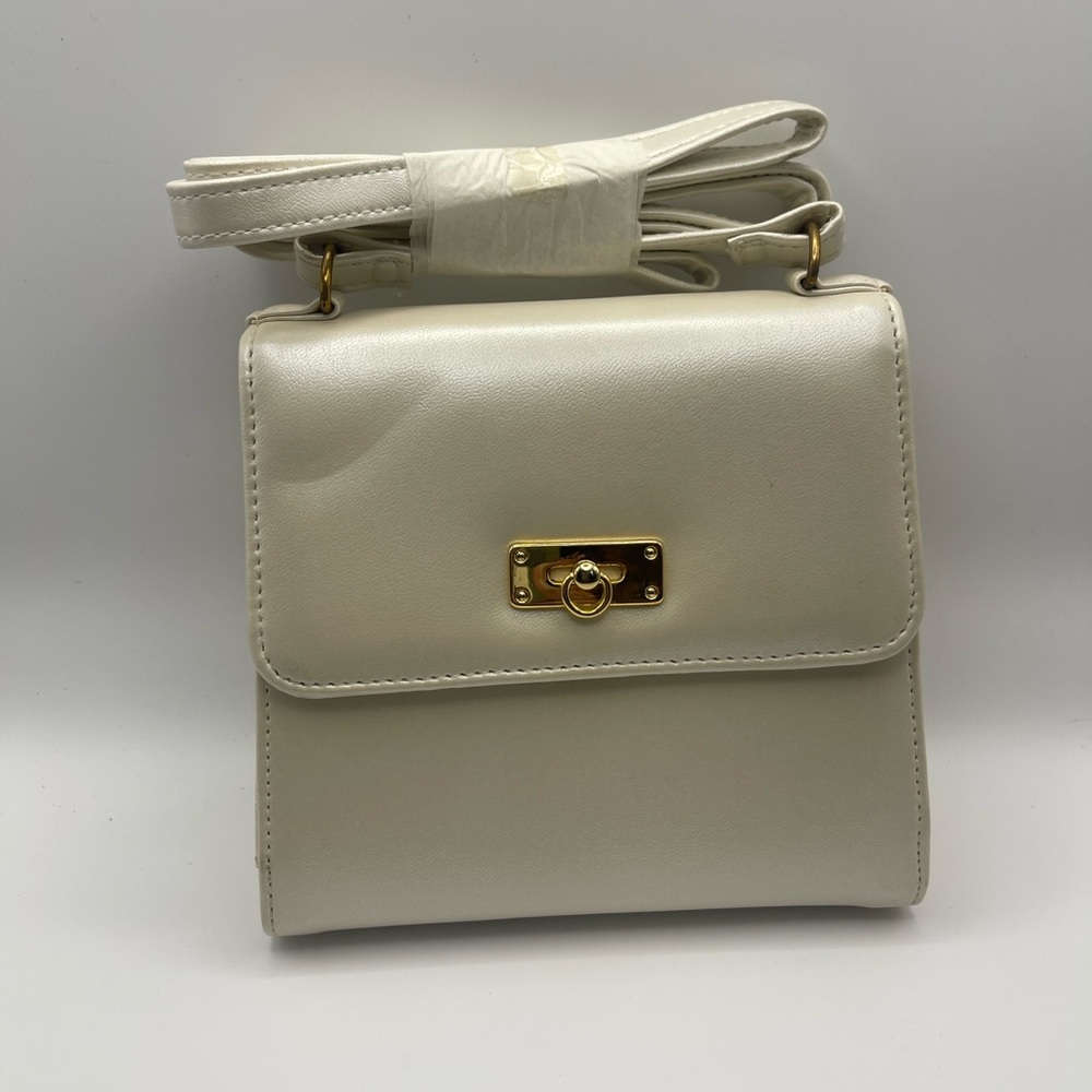 Vintage Avon Cream Crossbody mini Bag with Goldtone Accent